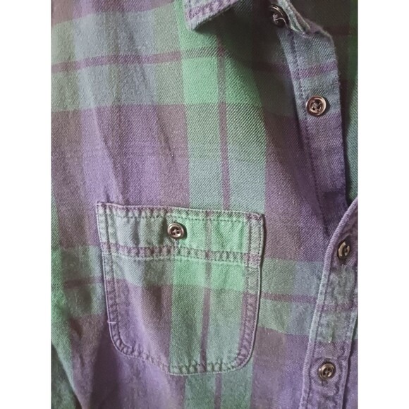 J. Crew Mens Flannel Plaid Button Up Shirt Pockets Long Sleeve Green Blue XL - Picture 5 of 7